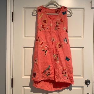 Johnny Was Adara Linen V-neck Tank Dress